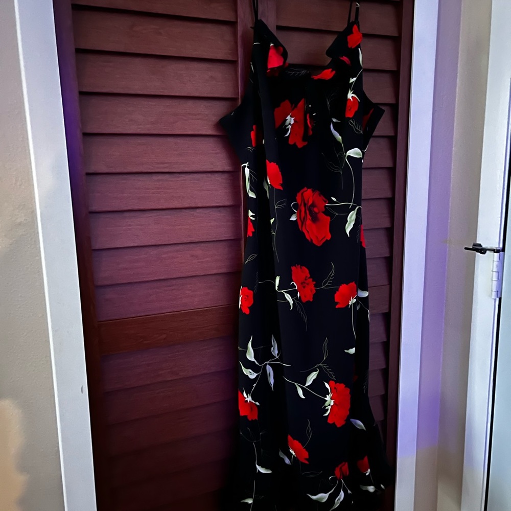 A Wild Thyme, Size 16, red flower spaghetti strap flowy dress
